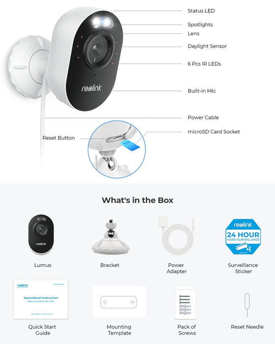 4MP Outdoor Surveillance Camera with Spotlight, Motion Detection, Audio Surveillance